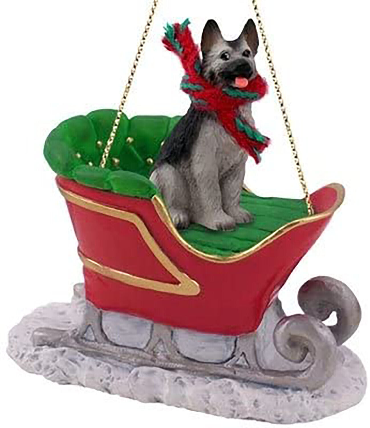 Conversation Concepts German Shepherd Black-Silver Sleigh Dog Holiday Ornament