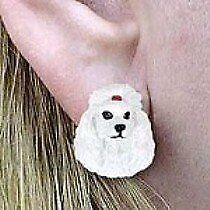 Conversation Concepts Poodle White Earrings Post