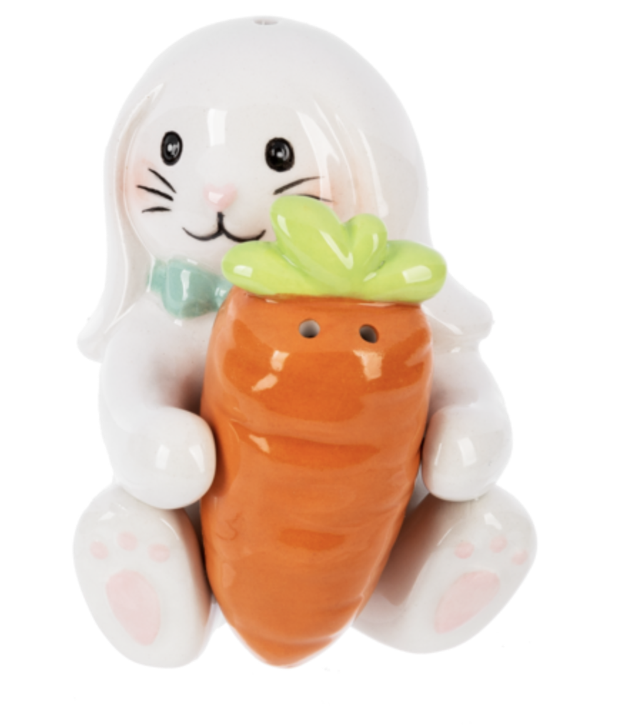 Ganz Ceramic Nestling Salt & Pepper Shaker Set, Easter Bunny & Carrot