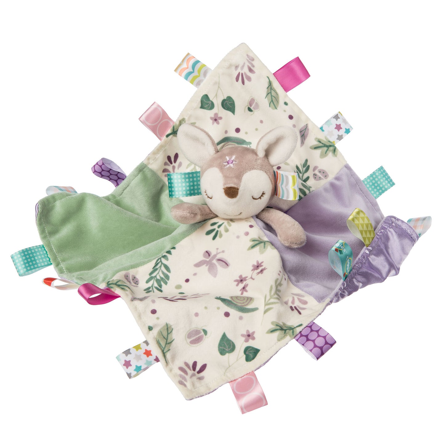 Taggies Soothing Sensory Stuffed Animal Security Blanket, Flora Fawn, 12 x 12"