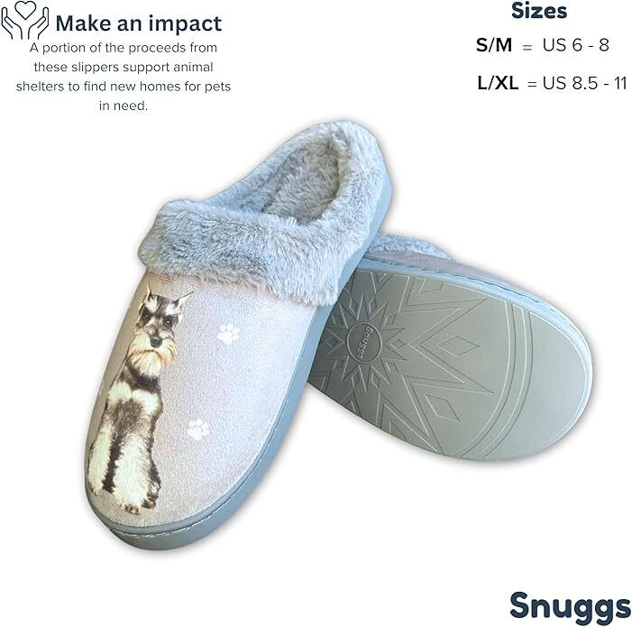 E&S Pets Schnauzer Snugg Slippers for Pet Lovers - Fuzzy Memory Foam, L/XL