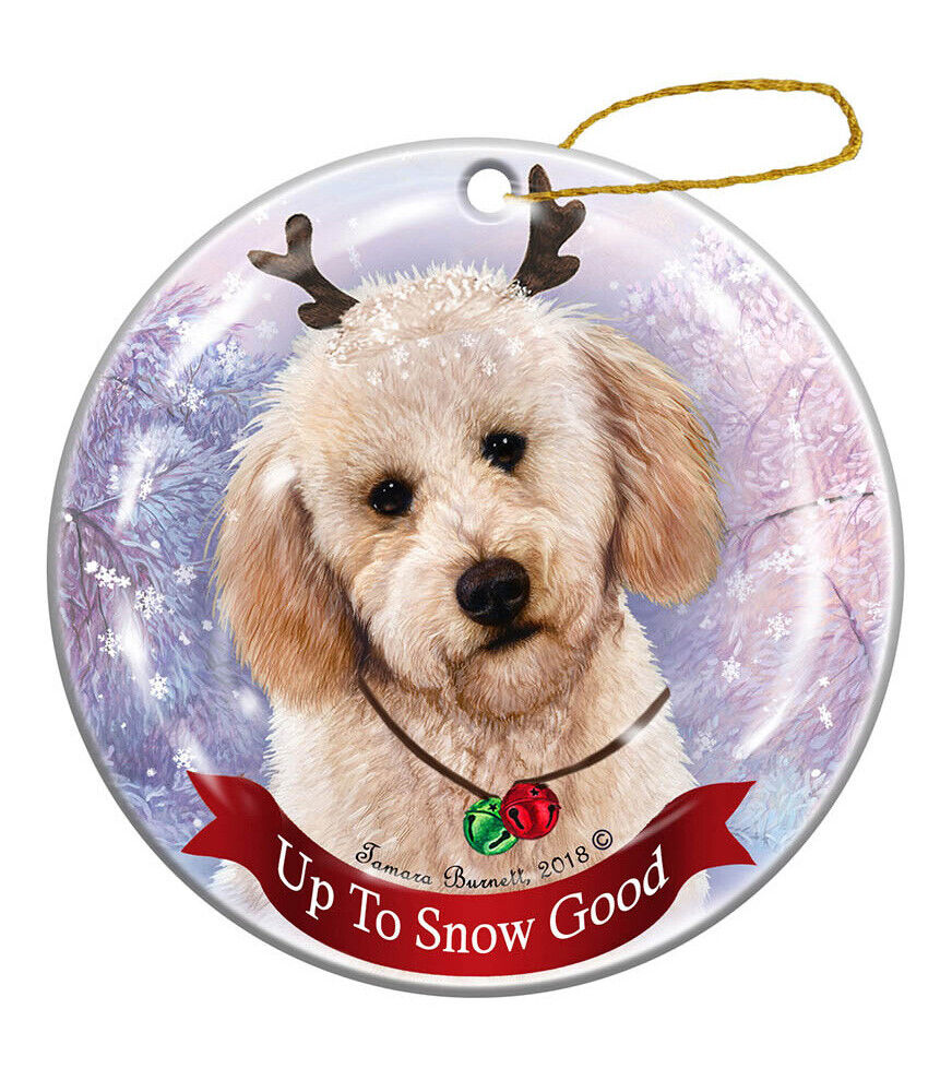 Holiday Pet Gifts Yellow Labradoodle Dog Porcelain Christmas Ornament