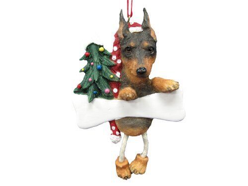 Miniature Pinscher Ornament "Dangling Legs" Hand Painted and Easily Personalized