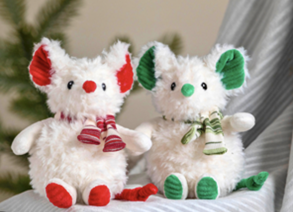 Mary Meyer Merry Mice, Red and Green Ears, Set of 2, 6 inches