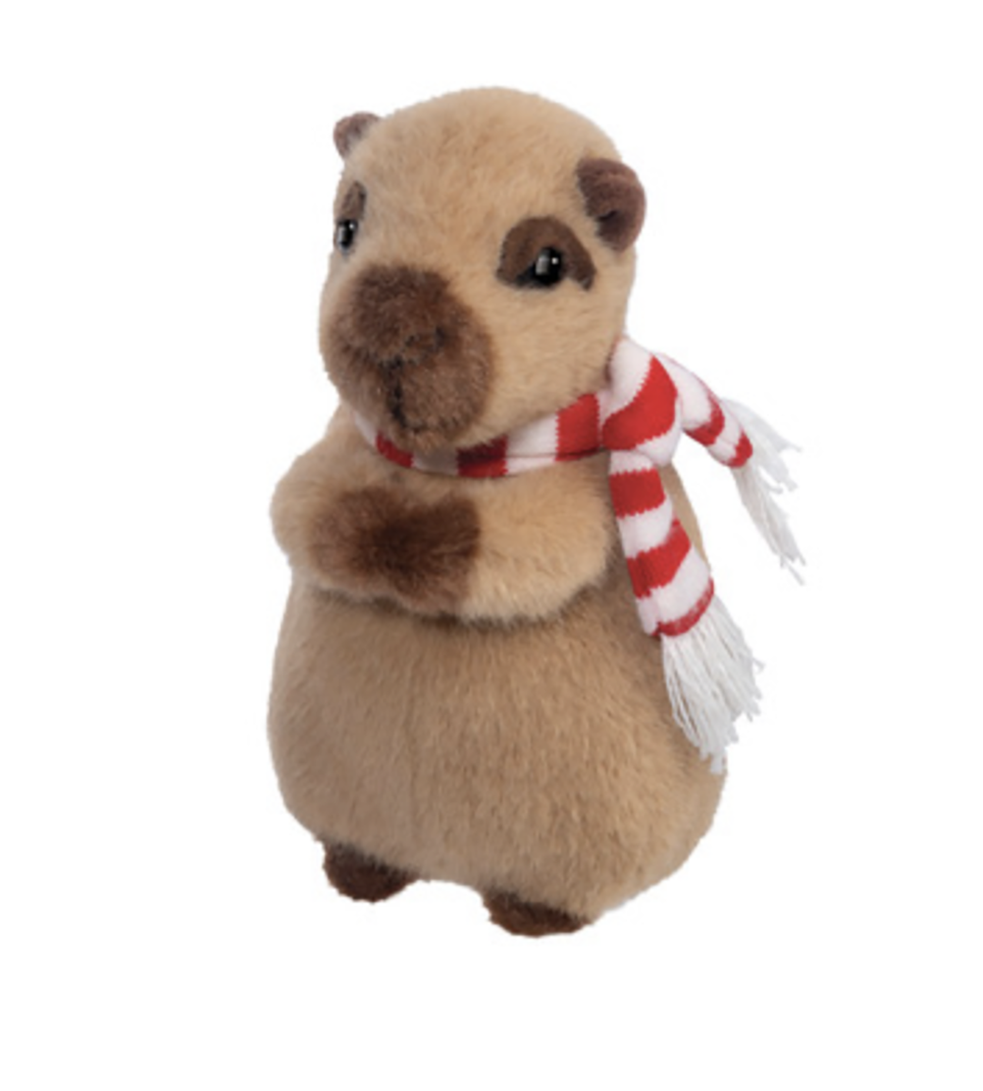 Douglas Holiday Capybara with Striped Scarf Plush Stuffed Animal Toy, 6"
