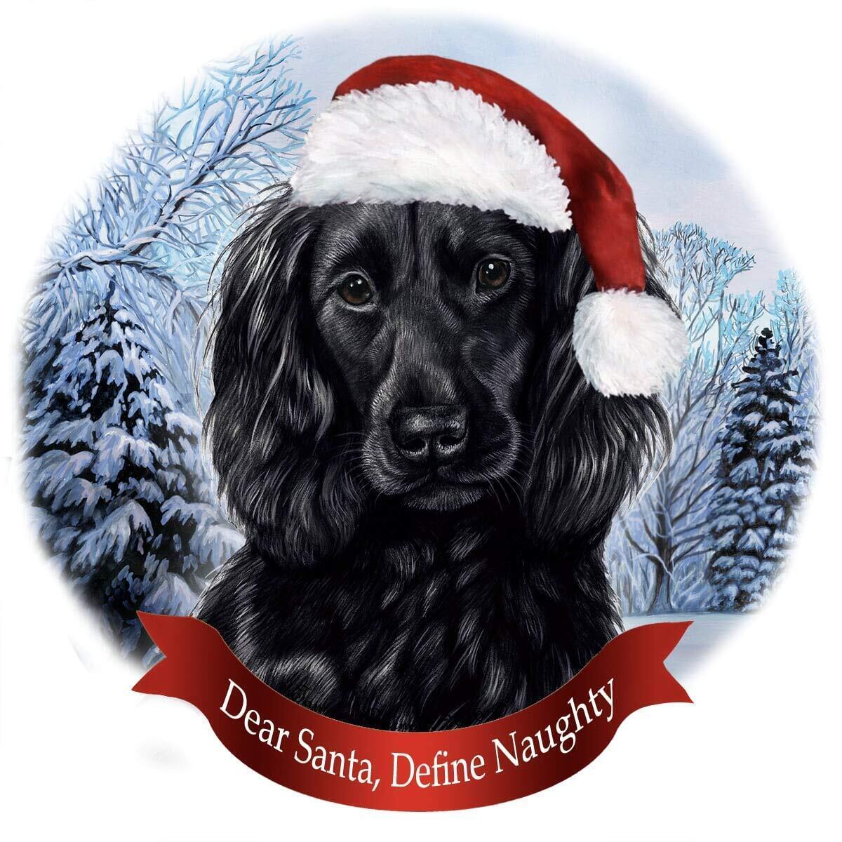 Holiday Pet Gifts Boykin Spaniel Black Dog Santa Hat Porcelain Ornament