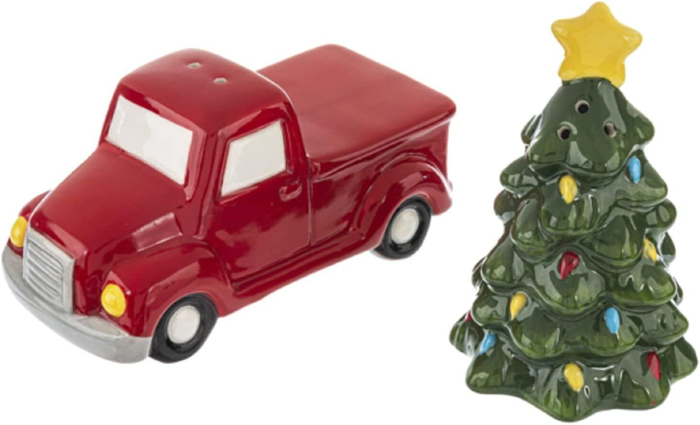 Ganz MX185355 Red Truck with Tree Salt and Pepper Shaker Set, 5-inch Height