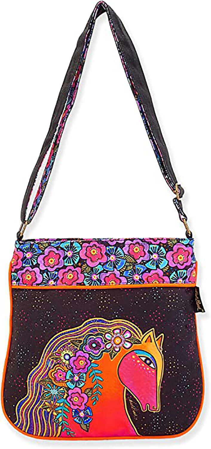 Laurel Burch Blaze Pink/Red Pony Horse w/Flowers Crossbody Shoulder Bag Purse