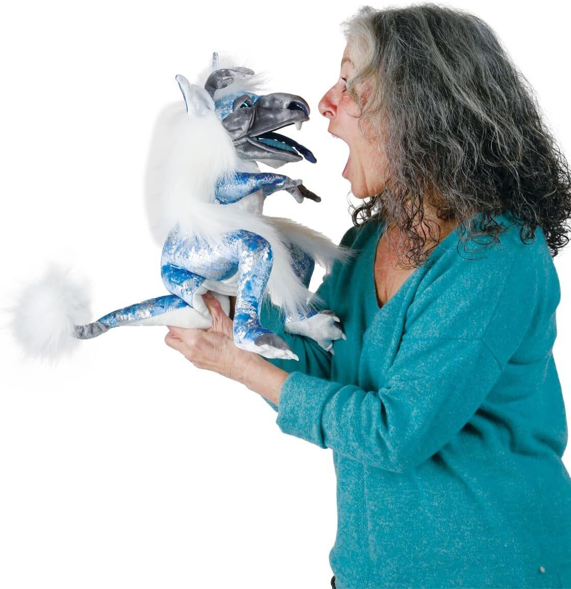 Folkmanis Ice Dragon Hand Puppet, 17"