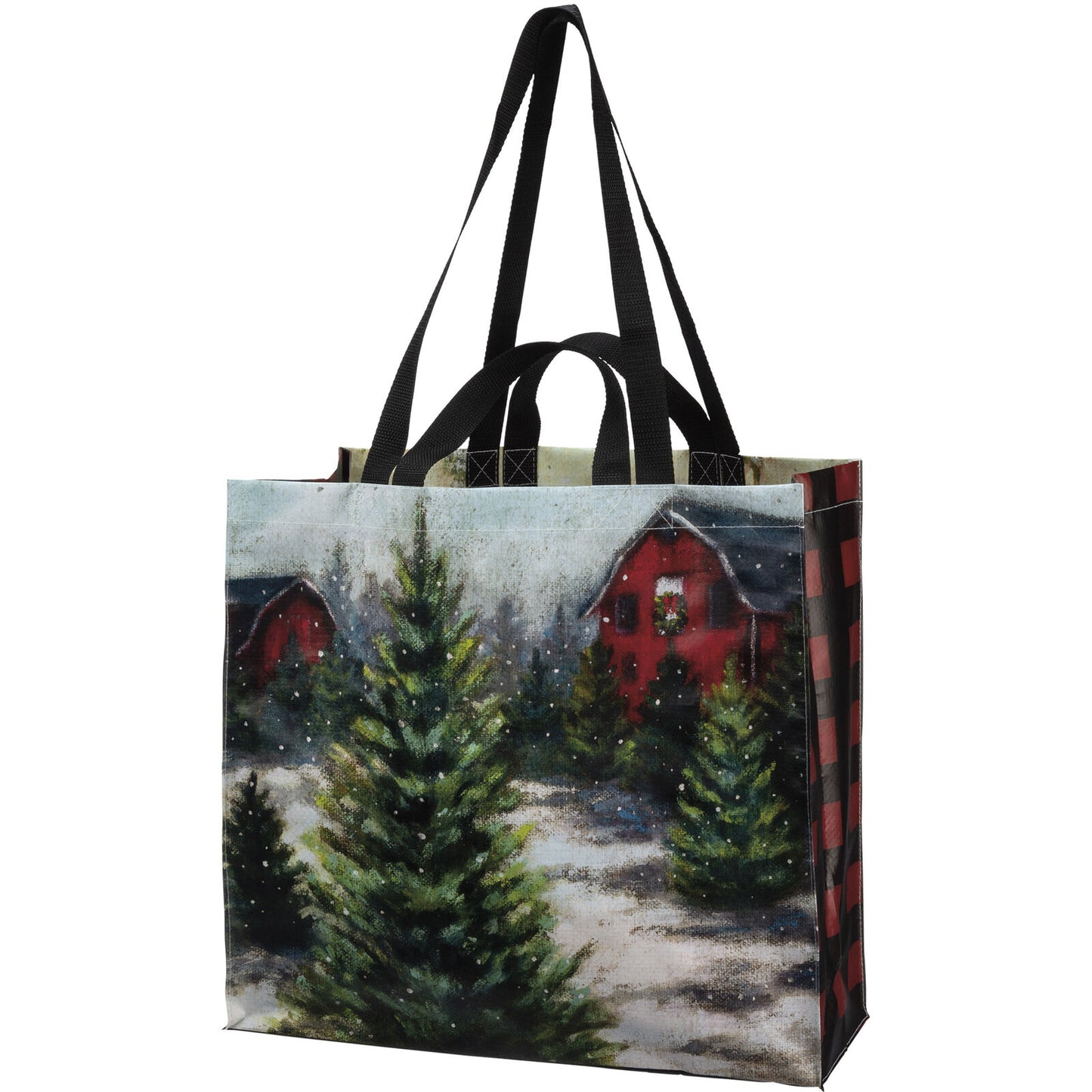 Primitives by Kathy Market Tote - Tree Farm with Red Truck, One Bag