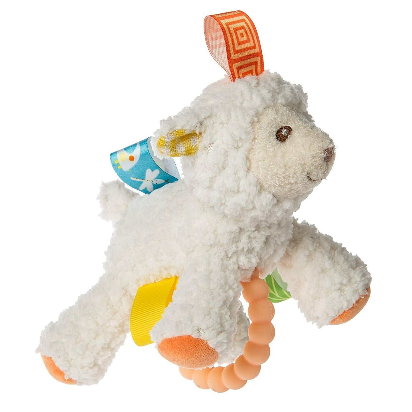 Mary Meyer Taggies Teether Baby Rattle Soft Toy, 5-Inches, Sherbet Lamb