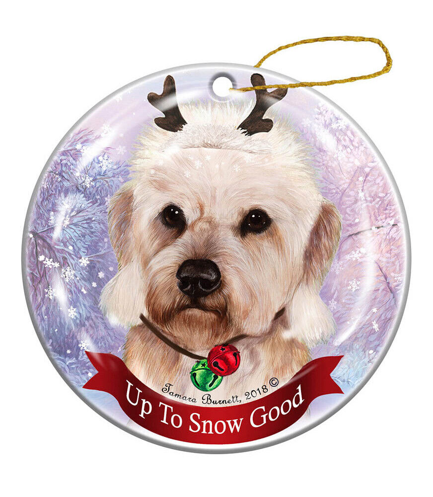 Holiday Pet Gifts Dandie Dinmont Mustard Dog Porcelain Christmas Ornament