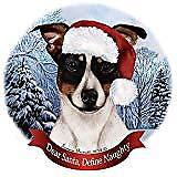 Holiday Pet Gifts Rat Terrier Tri Tipped Santa Hat Dog Porcelain Ornament