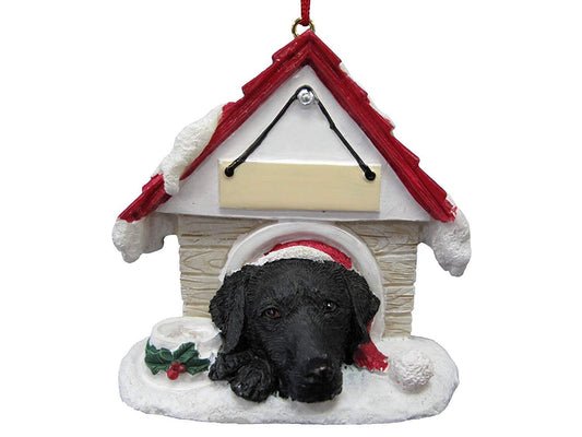 Black Labrador Doghouse Ornament Hand Painted and Easily Personalized