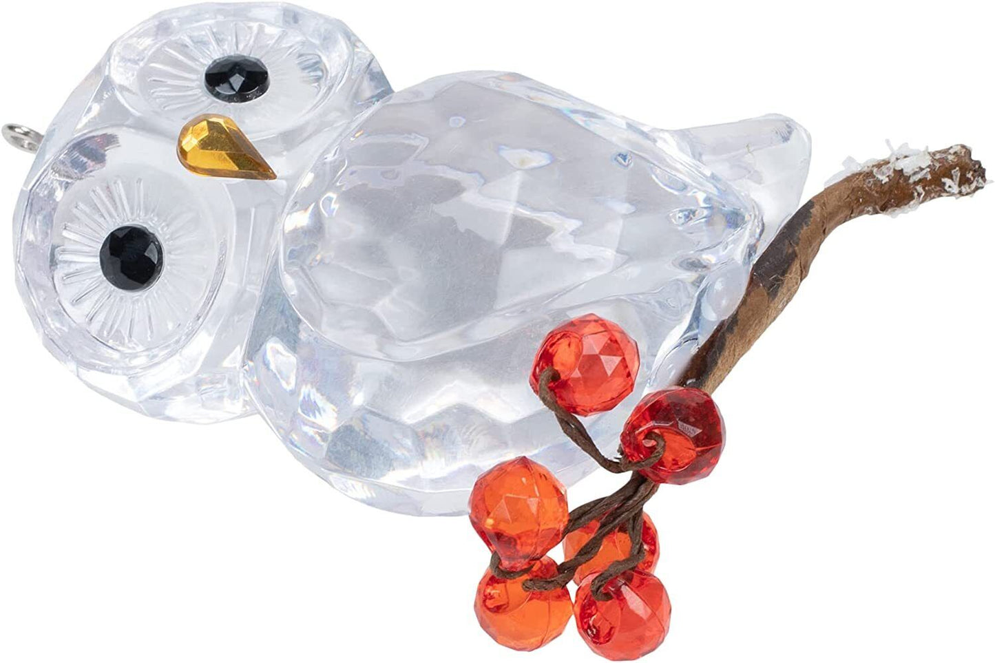Ganz ACRYX-237 Winter Owl Ornament, 3-inch Height, White and Red