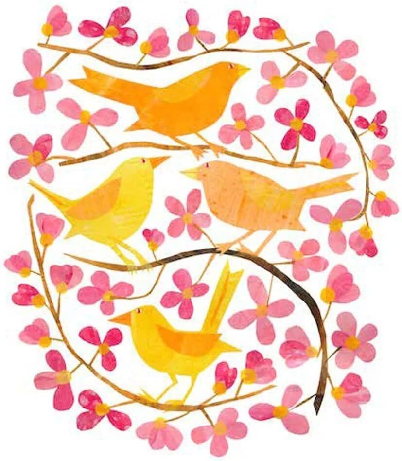 Paperproducts Design Cherry Blossoms and Birds Cocktail Paper Napkins,5"x5"