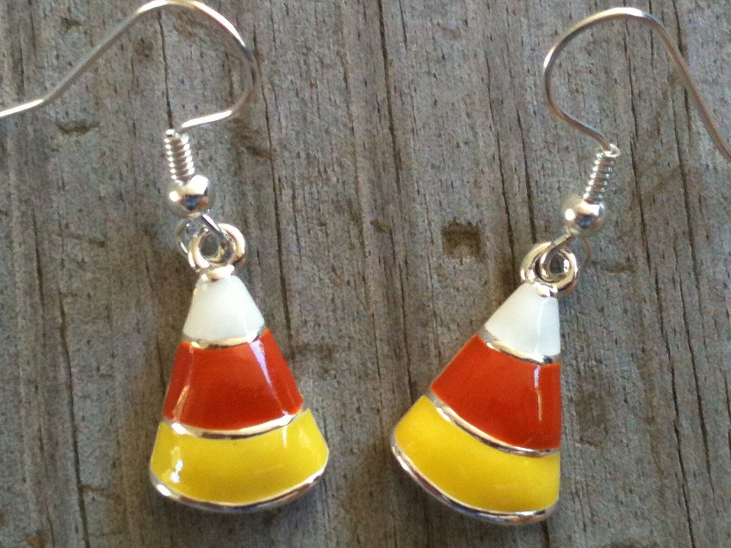 Candy Corn Enameled Halloween Earrings