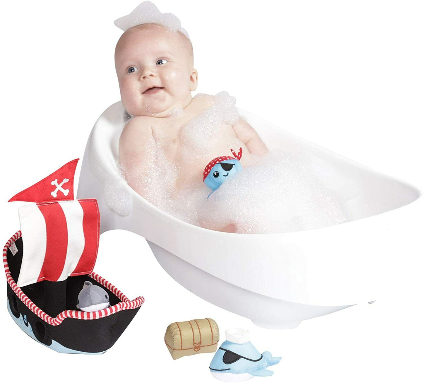 Manhattan Toy Neoprene Pirate Ship 5 Piece Floating Spill n Fill Bath Toy with