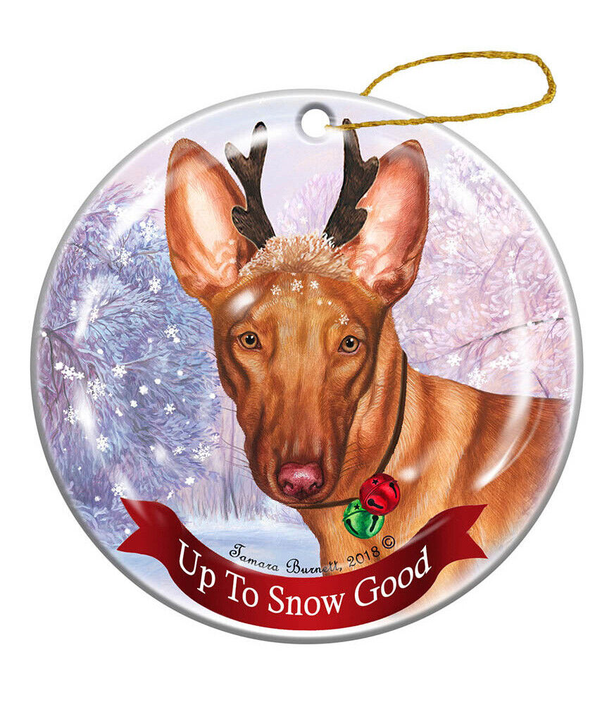 Holiday Pet Gifts Pharaoh Hound Dog Reindeer Porcelain Ornament