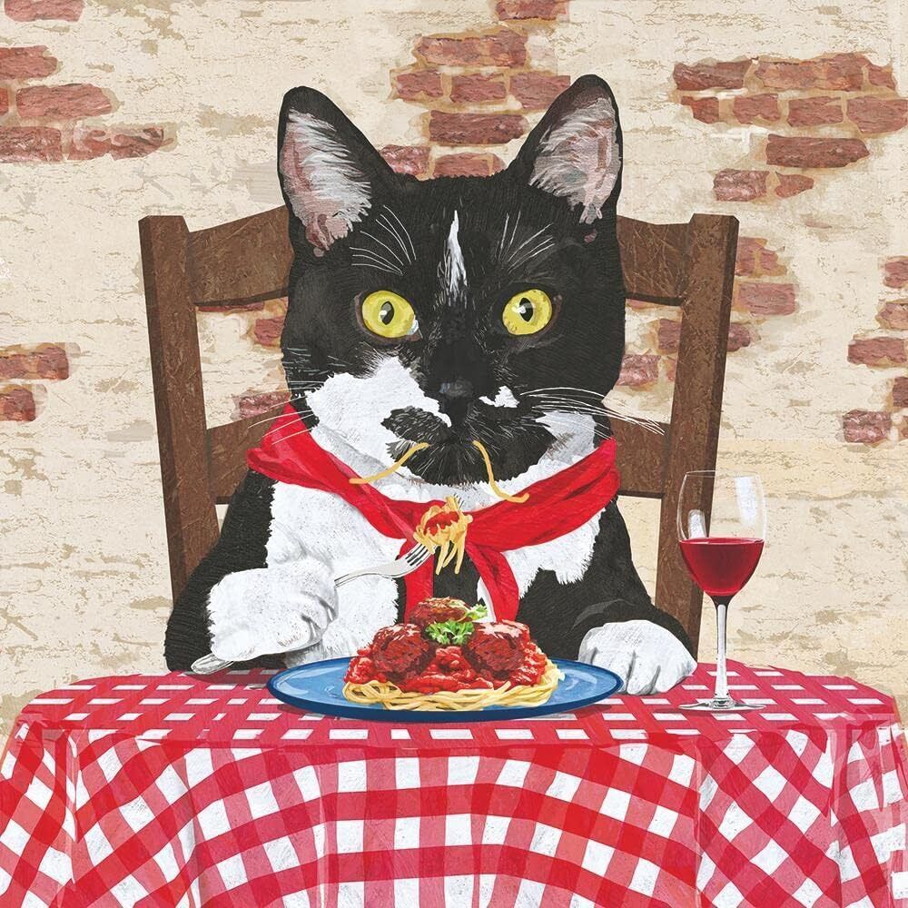Paperproducts Design Rocco Cat Beverage/Cocktail Paper Napkins,5"x5"