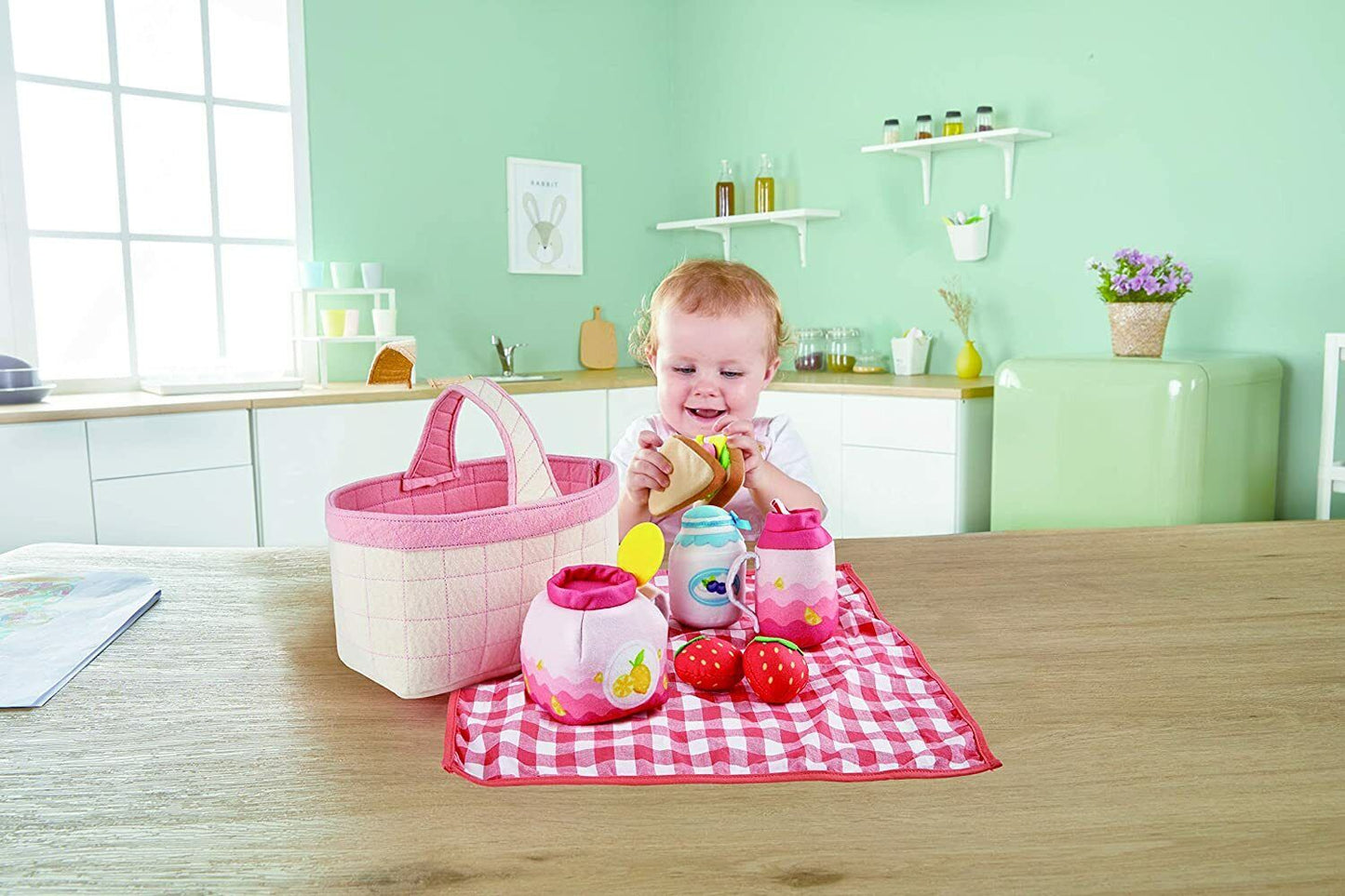 Hape Toddler Picnic Basket Set Soft Pretend Food Playset for Kids