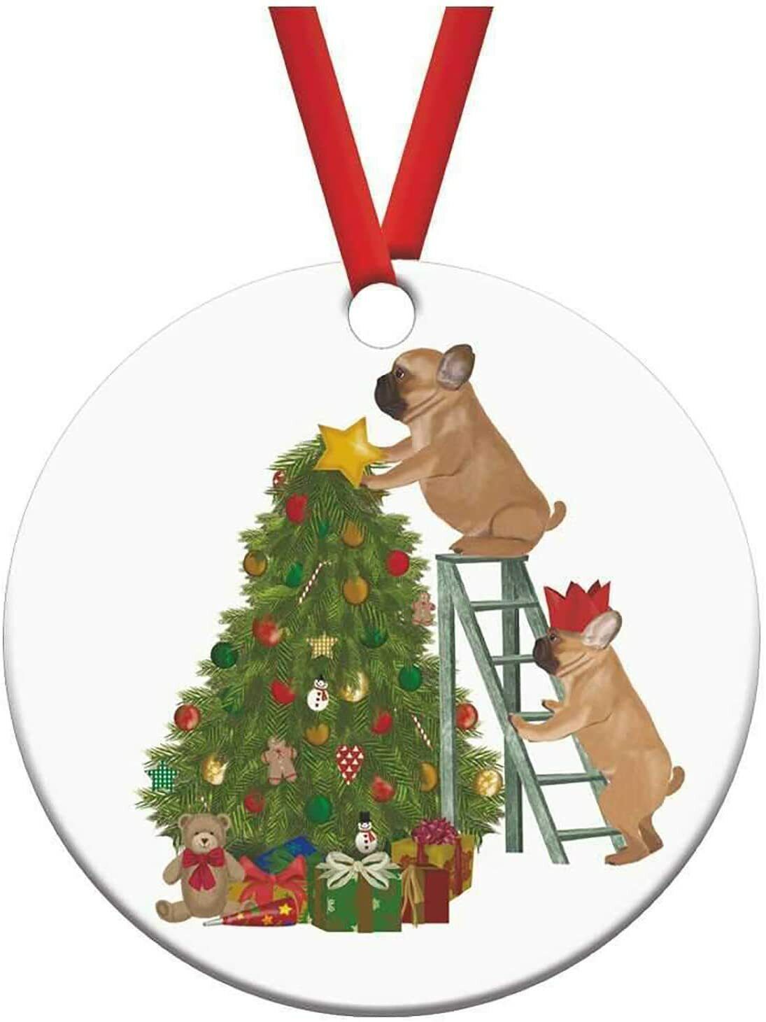FAB Funky Pierre & Pascal French Bulldogs Porcelain Ornament, 3"