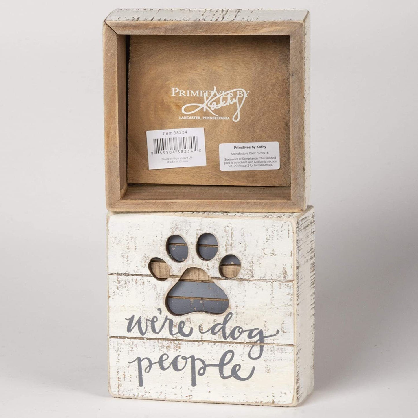 Primitives by Kathy Hand-Lettered Slat Box Sign, We're Dog People, 5 x 5 inches