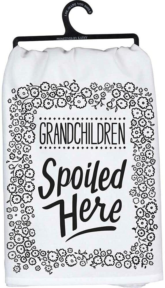 Primitives by Kathy Kitchen Dish Towel - Grandchildren Spoiled Here, 28"
