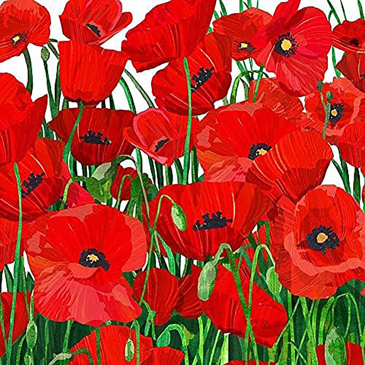 Paperproducts Design Luncheon Napkins, Red Poppies Watercolor, 6.5", 20 count