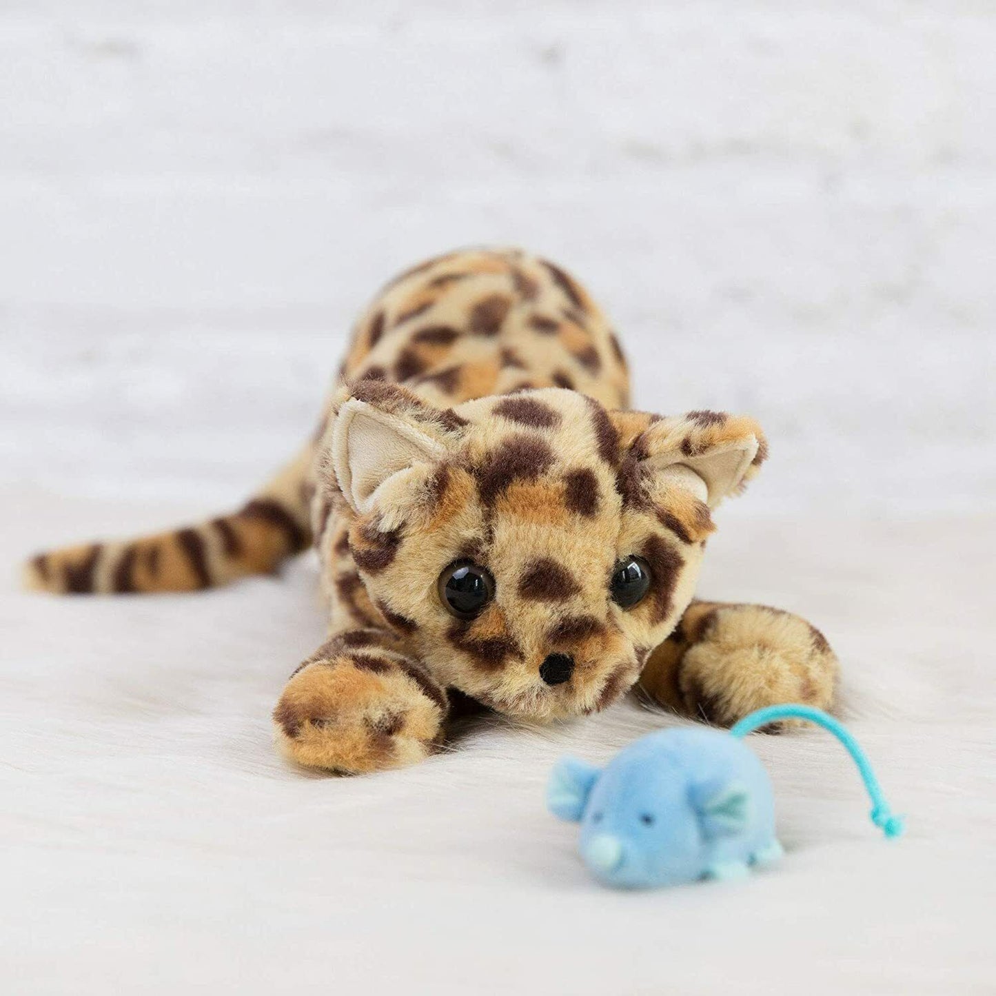 Manhattan Toy Loki Leopard Stuffed Plush Cat w/ Magnetic Front Paws & Mouse Toy