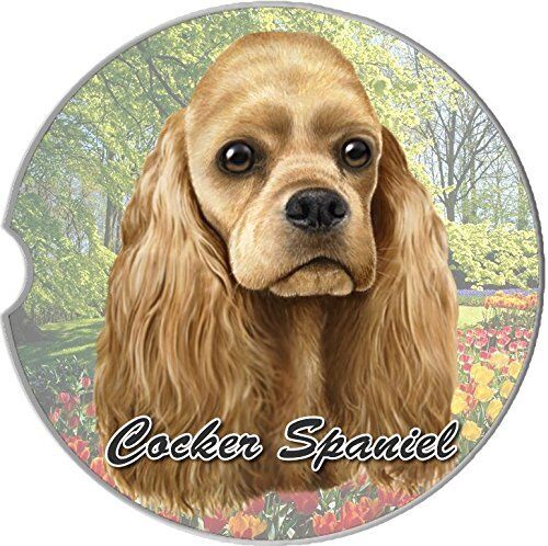 ES Pets Absorbent Stoneware Car Cup Holder Coaster, Cocker Spaniel