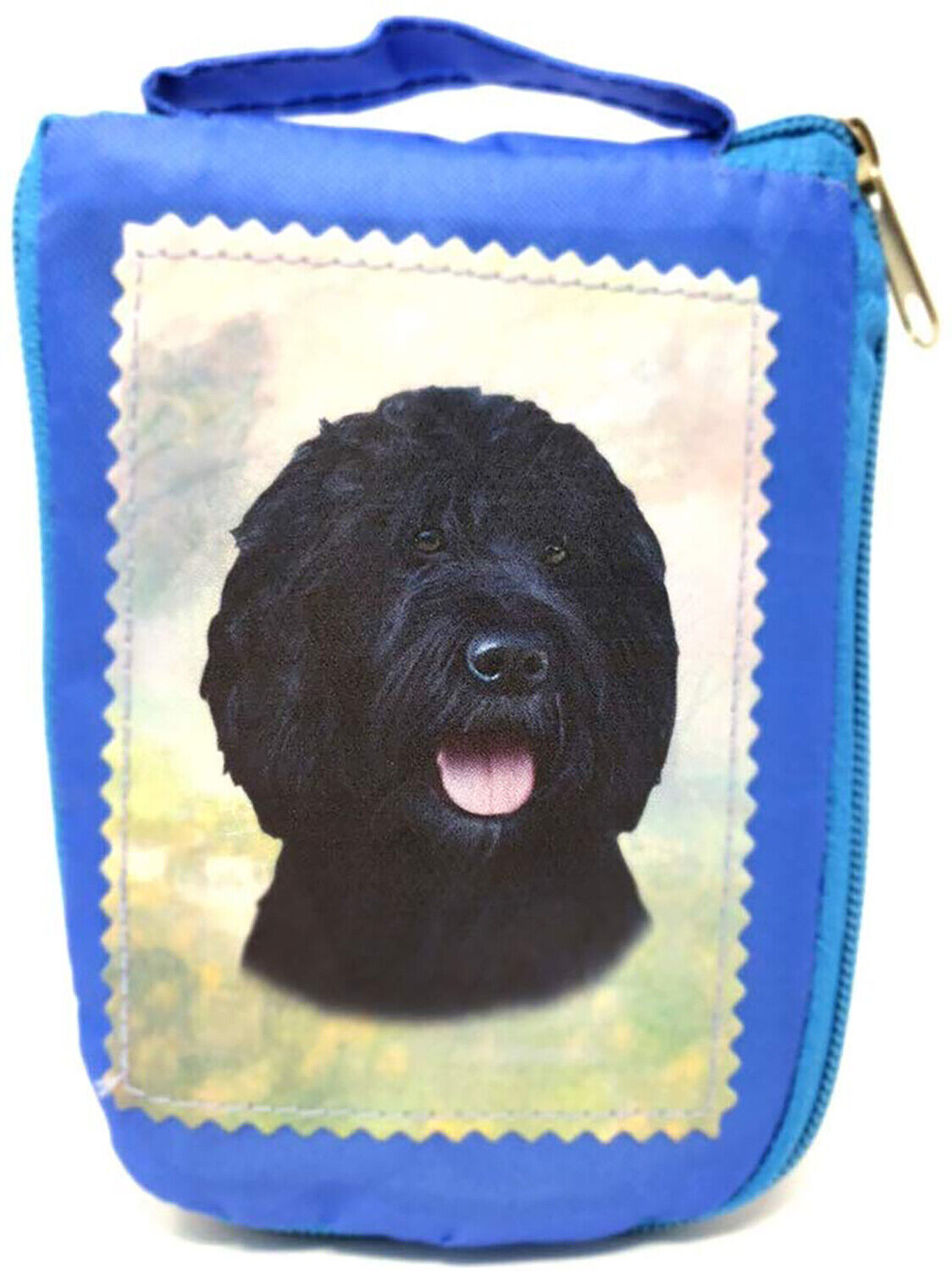 Black Labradoodle Foldable Tote Bag - Waterproof - Zippered Market Tote