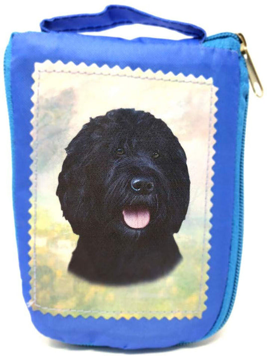 Black Labradoodle Foldable Tote Bag - Waterproof - Zippered Market Tote
