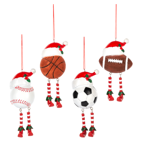 Midwest/CBK Sport Ball Ornament with Santa Hat and Elf Shoes, 5" - Football