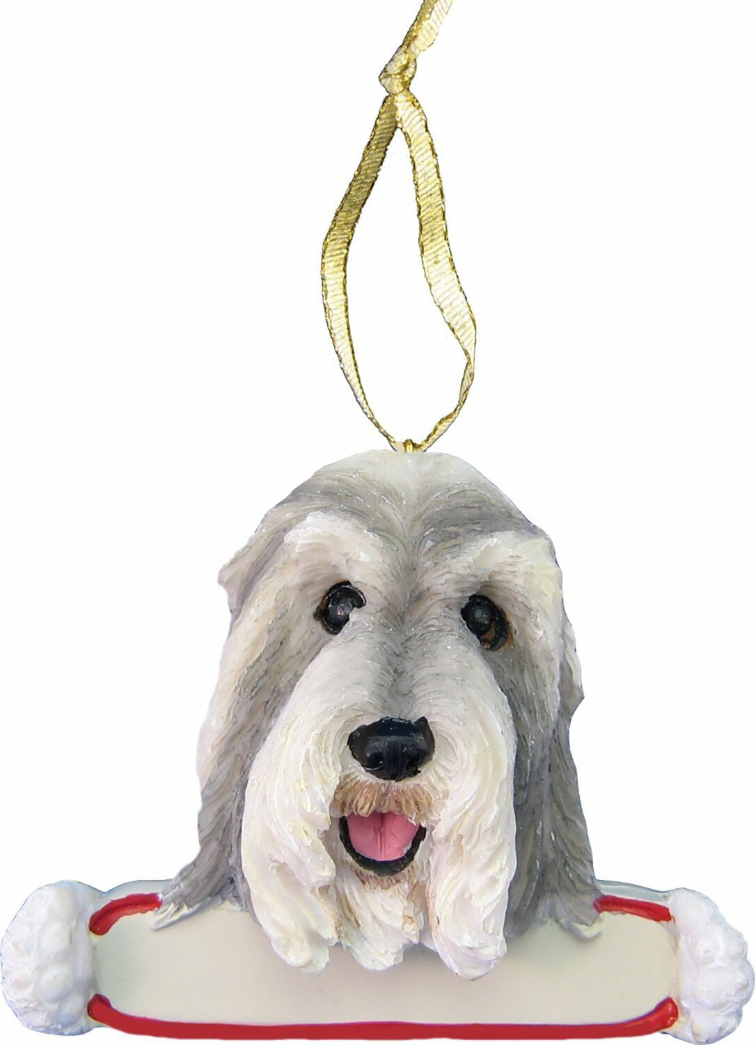 Bearded Collie Ornament "Santa's Pals" With Personalizable Name Plate