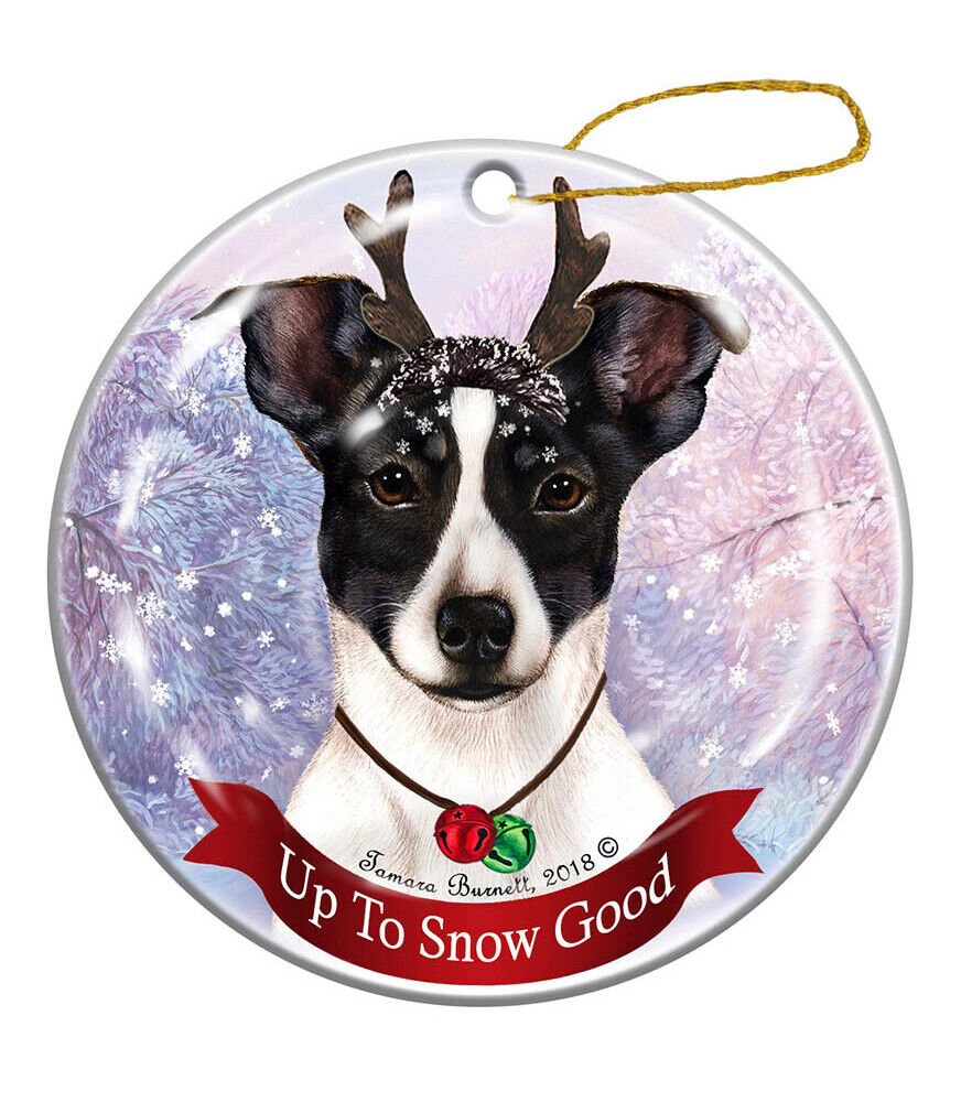 Holiday Pet Gifts Rat Terrier Black/White Tipped Dog Porcelain Christmas
