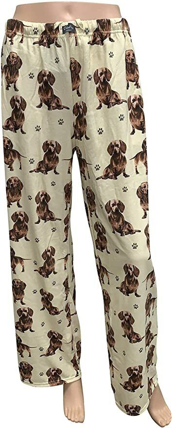 Dachshund Unisex Lightweight Cotton Blend Pajama Bottoms- Large