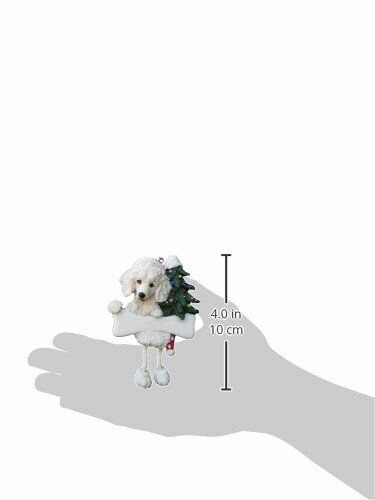 Poodle Ornament White with "Dangling Legs" Hand Painted and Easily Personalized