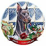 Doberman Blue Cropped Dog Porcelain Ornament Pet Gift Santa I Can Explain!