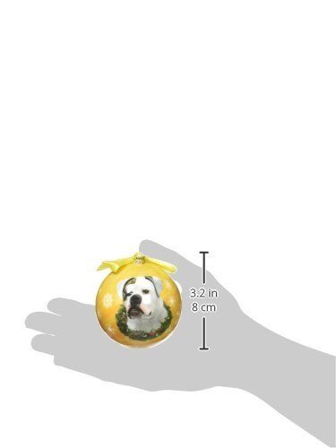 "American Bulldog Christmas Ornament" Shatter Proof Ball Easy To Personalize