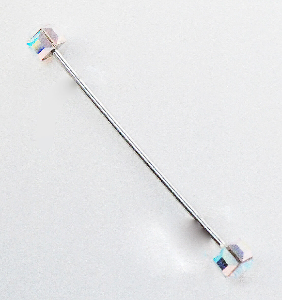 Finishing Touch Square Crystal Ab Collar Bar Silver - Silver Finish