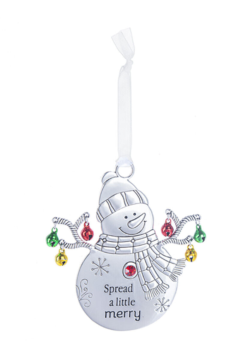 Ganz Snowman with Bells Ornament - Spread a little merry