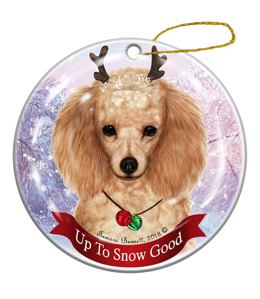 Holiday Pet Gifts Apricot Poodle Dog Porcelain Christmas Ornament