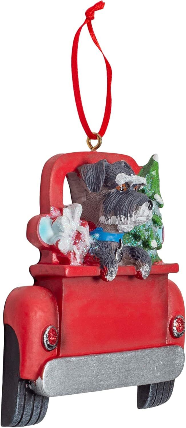 Kurt Adler Black Schnauzer in Back of Truck Hanging Ornament 5 in. High,