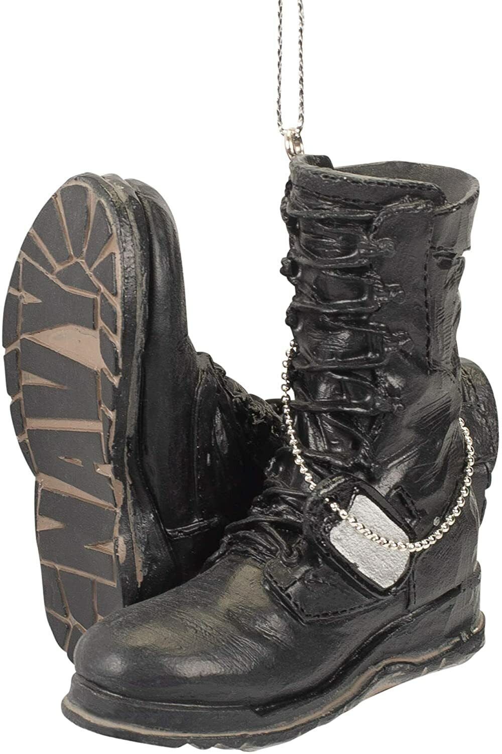 Midwest-CBK Navy Boot Military Black Resin Stone Decorative Hanging Ornament