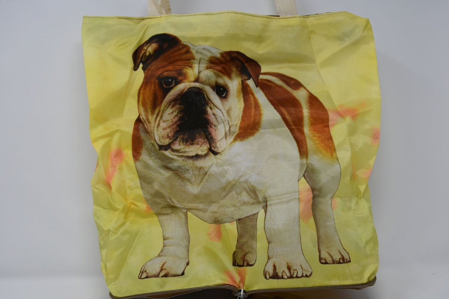 Bulldog Foldable Tote Bag - Waterproof - Zipper Market Tote