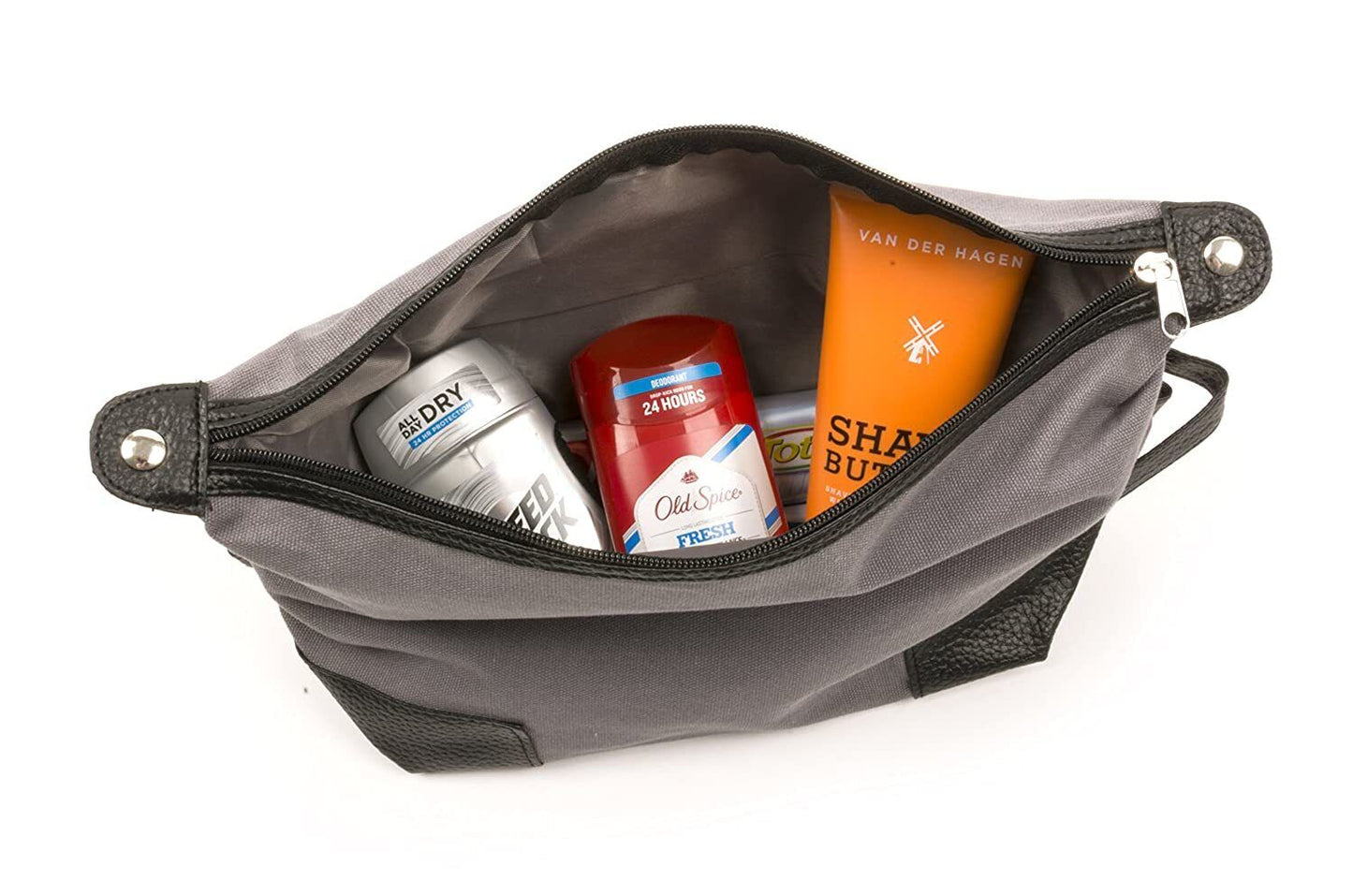 Mainstreet Collection Mens Canvas Dopp Kit Toiletry Bag, with Zipper (Gray)
