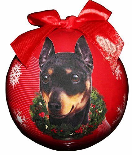 "Miniature Pinscher Christmas Ornament" Shatter Proof Ball Easy To Personalize
