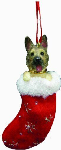 German Shepherd Christmas Stocking Ornament w "Santa's Little Pals" Hand Painted