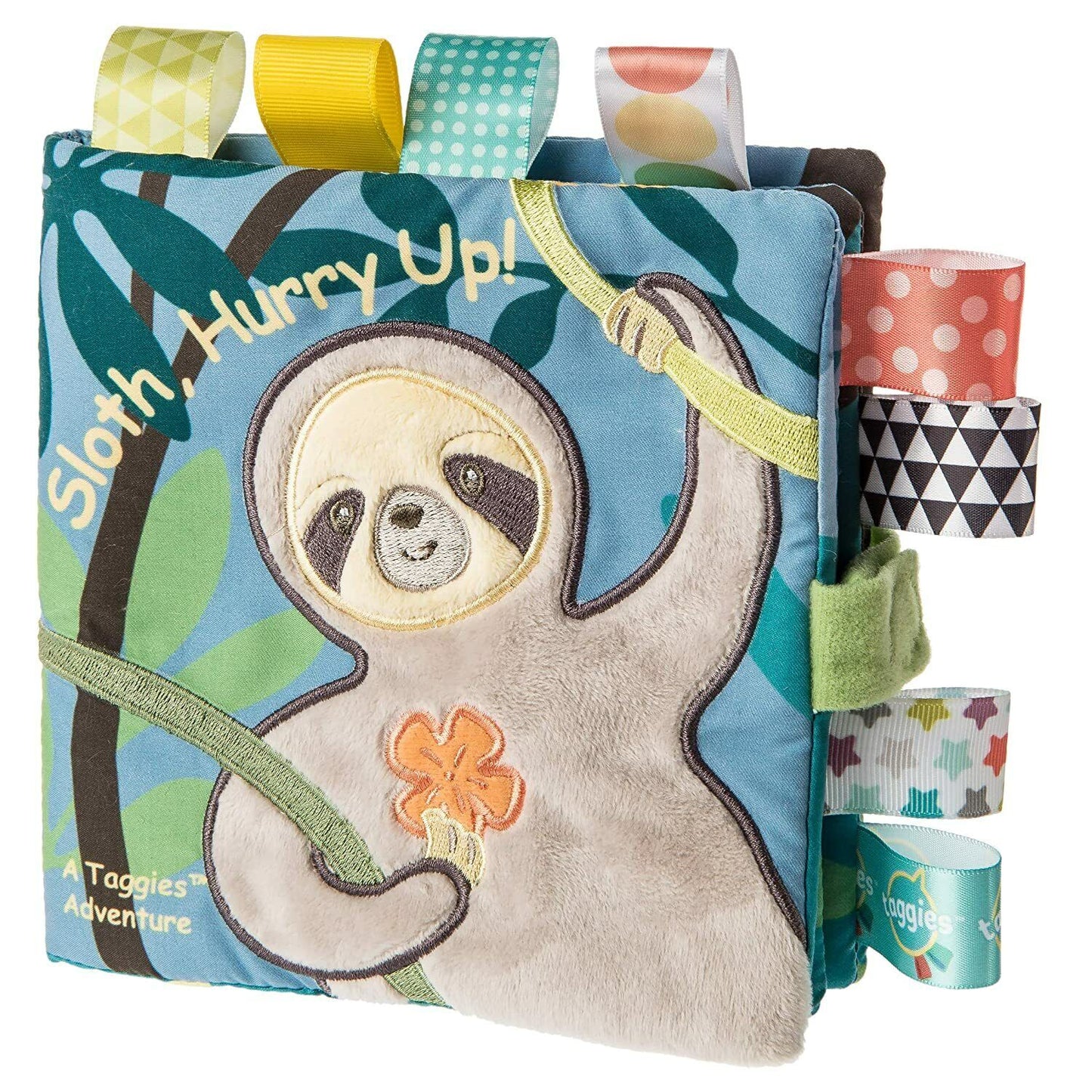 Mary Meyer Taggies Soft Cloth Book with Crinkle, Squeaker, Molasses Sloth